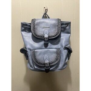 Montana West Backpack Purse for Women Soft Washed Leather Drawstring Blue EUC